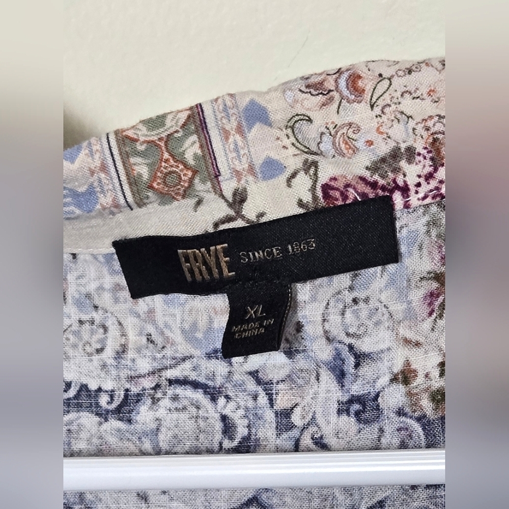 Frye Boho Patchwork Art To Wear Tie Front Oversize Top, XL‎ - Picture 3 of 4